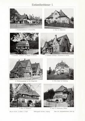 Einfamilienhäuser I. - II. historischer Druck Autotypie ca. 1913