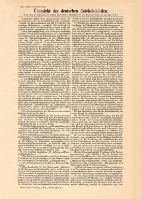 Übersicht der deutschen Reichsbehörden historischer Buchdruck ca. 1910
