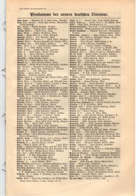 Pseudonyme der neuen deutschen Literatur historischer Buchdruck ca. 1909