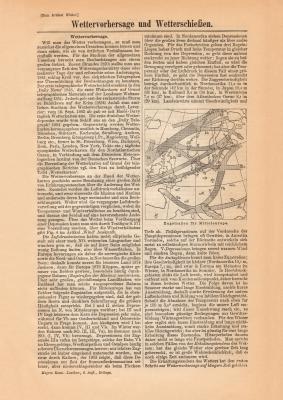 Wettervorhersage und Wetterschie&szlig;en historischer Buchdruck ca. 1908