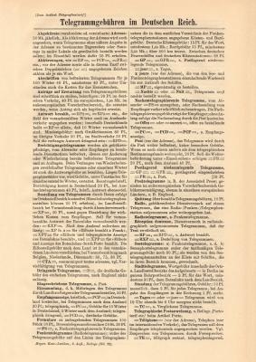 Telegrammgeb&uuml;hren im Deutschen Reich historischer Buchdruck ca. 1910