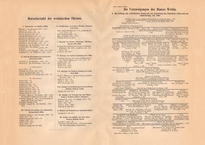 Die Verzweigungen des Hauses Wettin historischer Buchdruck ca. 1908
