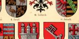 Wappen I. Deutsche Staaten historischer Druck Chromolithographie ca. 1908