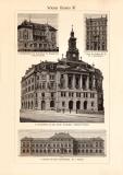 Wiener Bauten II. - III. historischer Druck Holzstich ca. 1908