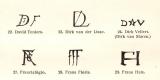 Künstlermonogramme I. - II. historischer Druck Holzstich ca. 1913
