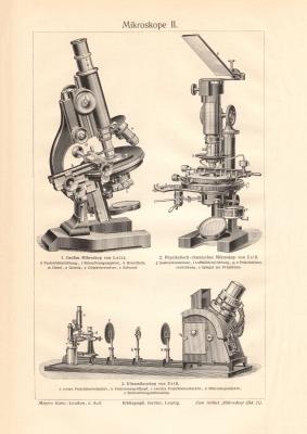 Mikroskope II. historischer Druck Holzstich ca. 1909