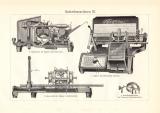 Schreibmaschinen II. - III. historischer Druck Holzstich ca. 1913