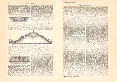 Wasserleitungen I. - IV. historischer Druck Holzstich ca. 1908