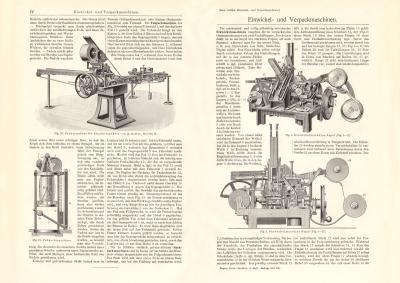 Einwickel- und Verpackmaschinen historischer Druck Holzstich ca. 1913