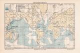 Meerestiefen Welt historische Landkarte Lithographie ca....