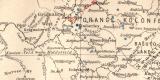 Diamanten Blue Ground in S&uuml;dafrika historische Landkarte Lithographie ca. 1910