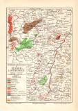 Elsass Lothringen Nutzbare Mineralien historische Landkarte Lithographie ca. 1912