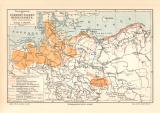 Norddeutsche Heidegebiete historische Landkarte Lithographie ca. 1912