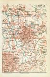 Bochum historischer Stadtplan Karte Lithographie ca. 1910