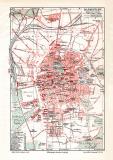 Darmstadt historischer Stadtplan Karte Lithographie ca. 1913