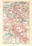 Gelsenkirchen historischer Stadtplan Karte Lithographie ca. 1913