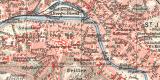 Saarbr&uuml;cken historischer Stadtplan Karte Lithographie ca. 1913