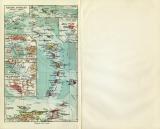 Westindien Mittelamerika Karibik historische Landkarte Lithographie ca. 1908
