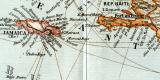Westindien Mittelamerika Karibik historische Landkarte Lithographie ca. 1908