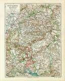 Württemberg & Hohenzollern historische Landkarte...