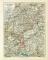 W&uuml;rttemberg &amp; Hohenzollern historische Landkarte Lithographie ca. 1908