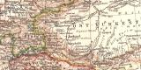 Zentralasien historische Landkarte Lithographie ca. 1908