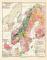 Skandinavien Geologie historische Landkarte Lithographie ca. 1913