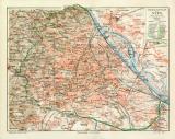 Wien Übersicht historischer Stadtplan Karte Lithographie ca. 1908