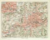 Elberfeld historischer Stadtplan Karte Lithographie ca. 1910
