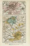 Frankfurt a. M. Stadtgebiet und Stadtkreis historischer Stadtplan Karte Lithographie ca. 1892