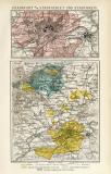 Frankfurt a. M. Stadtgebiet und Stadtkreis historischer Stadtplan Karte Lithographie ca. 1896