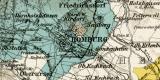 Frankfurt a. M. Stadtgebiet und Stadtkreis historischer Stadtplan Karte Lithographie ca. 1896