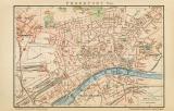 Frankfurt a. M. historischer Stadtplan Karte Lithographie ca. 1898
