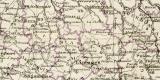 Frankreich historische Landkarte Lithographie ca. 1892