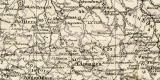 Frankreich historische Landkarte Lithographie ca. 1898