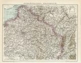 Nordöstliches Frankreich historische Landkarte Lithographie ca. 1892