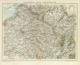 Nordöstliches Frankreich historische Landkarte Lithographie ca. 1896