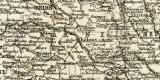 Nordöstliches Frankreich historische Landkarte Lithographie ca. 1898