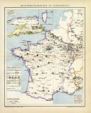 Militärdislokation in Frankreich historische Militärkarte Lithographie ca. 1892