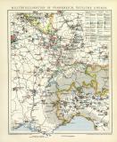 Militärdislokation in Frankreich Östliche Grenze historische Militärkarte Lithographie ca. 1892