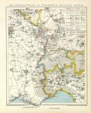 Militärdislokation in Frankreich Östliche Grenze historische Militärkarte Lithographie ca. 1898