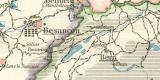 Militärdislokation in Frankreich Östliche Grenze historische Militärkarte Lithographie ca. 1898