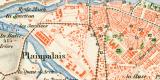 Genf und Umgebung historischer Stadtplan Karte Lithographie ca. 1892