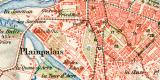 Genf und Umgebung historischer Stadtplan Karte Lithographie ca. 1898