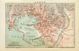 Genua historischer Stadtplan Karte Lithographie ca. 1895