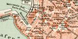 Genua historischer Stadtplan Karte Lithographie ca. 1895