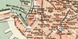 Genua historischer Stadtplan Karte Lithographie ca. 1896