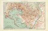 Genua historischer Stadtplan Karte Lithographie ca. 1898