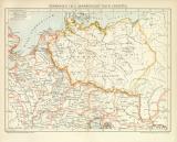 Germanien im 2. Jahrhundert nach Christus historische Landkarte Lithographie ca. 1896