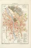Graz historischer Stadtplan Karte Lithographie ca. 1897